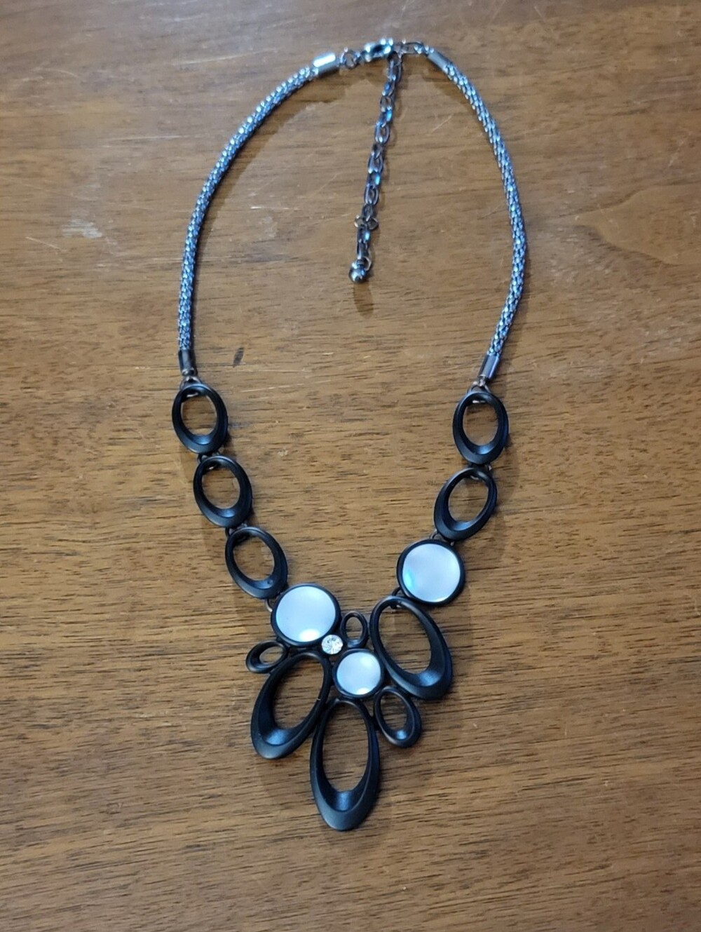 Silver/black/white geometric necklace
